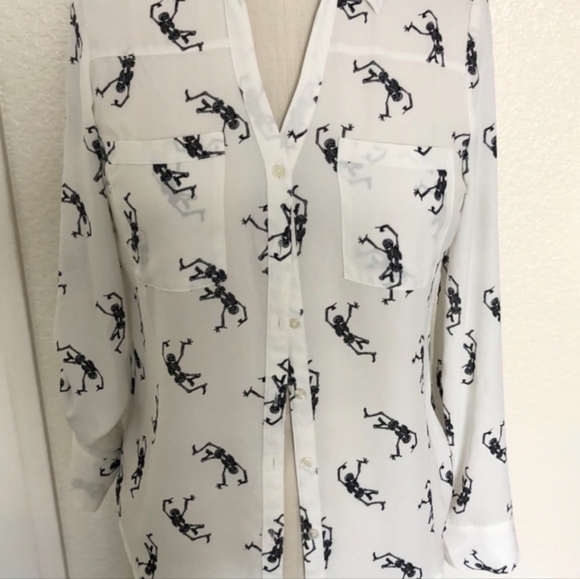 Express Tops - ISO Express Portofino Dancing Skeletons Shirt Medium